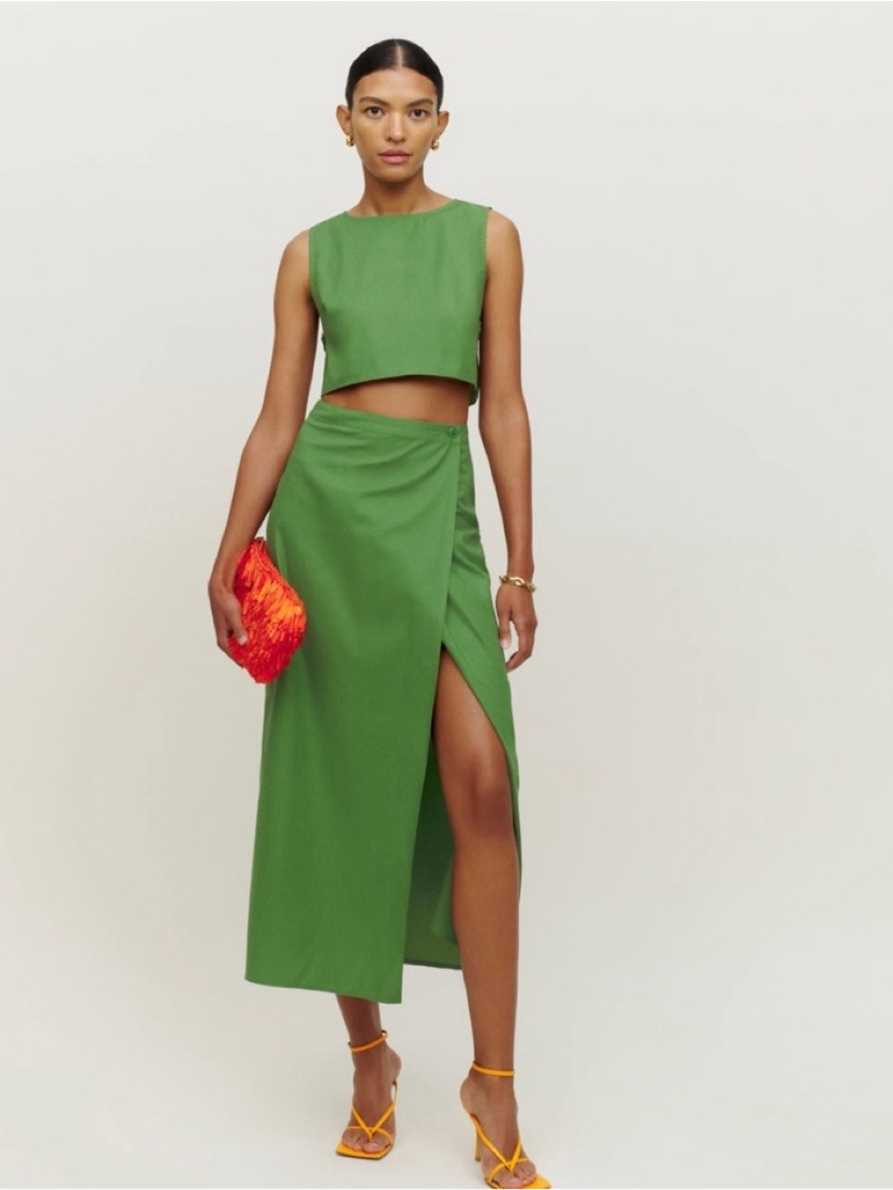 Reformation Mylie Set in Palm Green